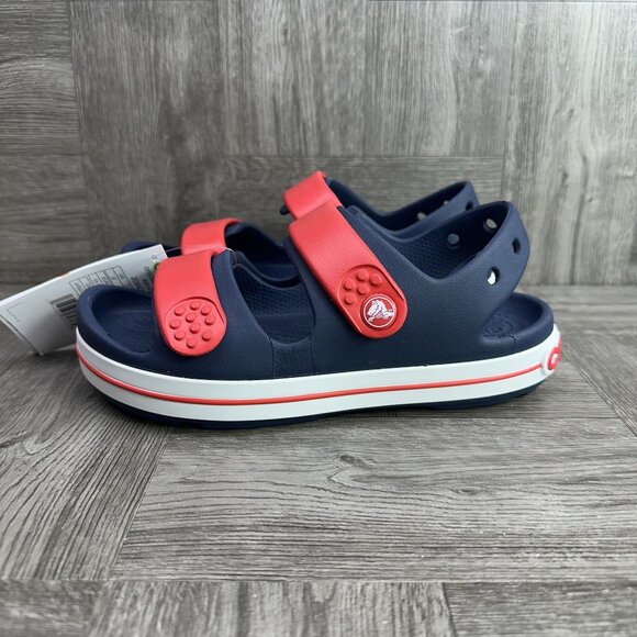 CROCS Band Cruiser Kids size 2 Blue Red Double Strap Sandals - Picture 5 of 8